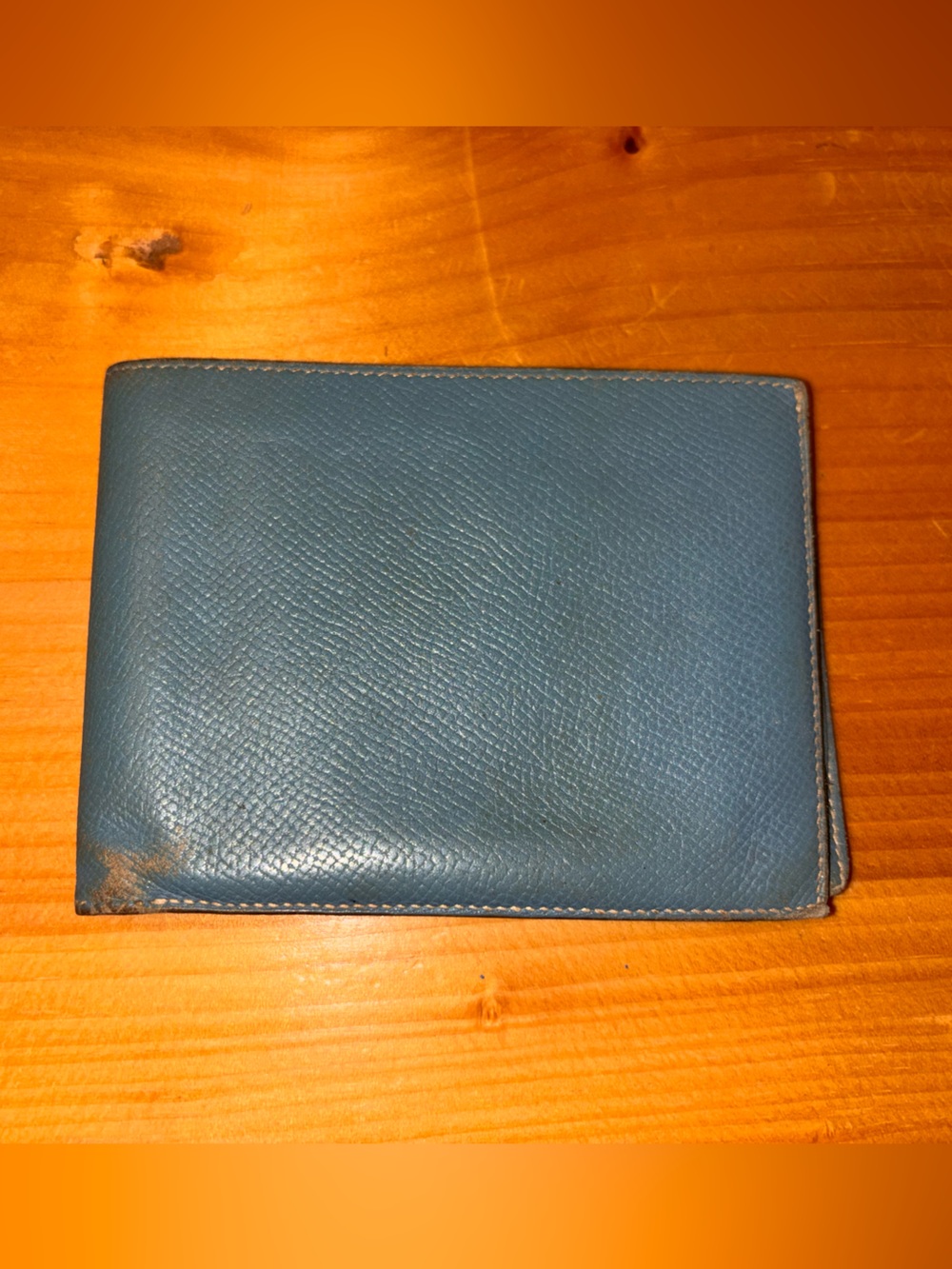 Hermes Blue Leather Bifold Wallet - Classic Style